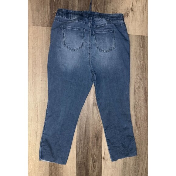 Fashion Nova Womens 1X Denim Jogger Pants Elastic Waist Stretch - Picture 4 of 6